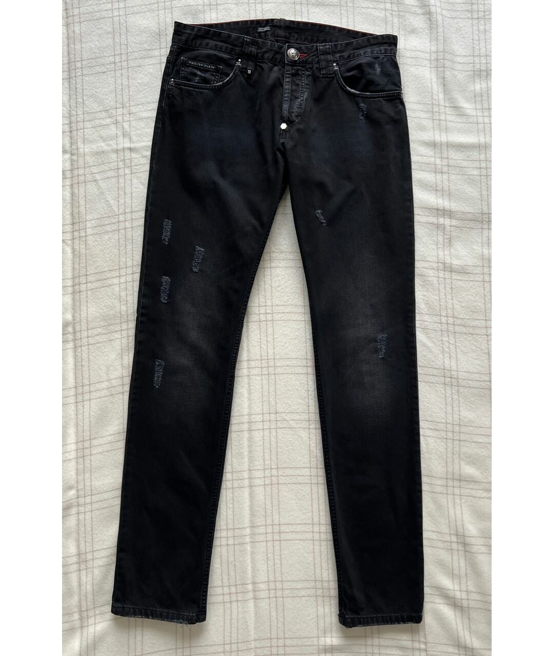 PHILIPP PLEIN Черные хлопковые прямые джинсы, фото 9