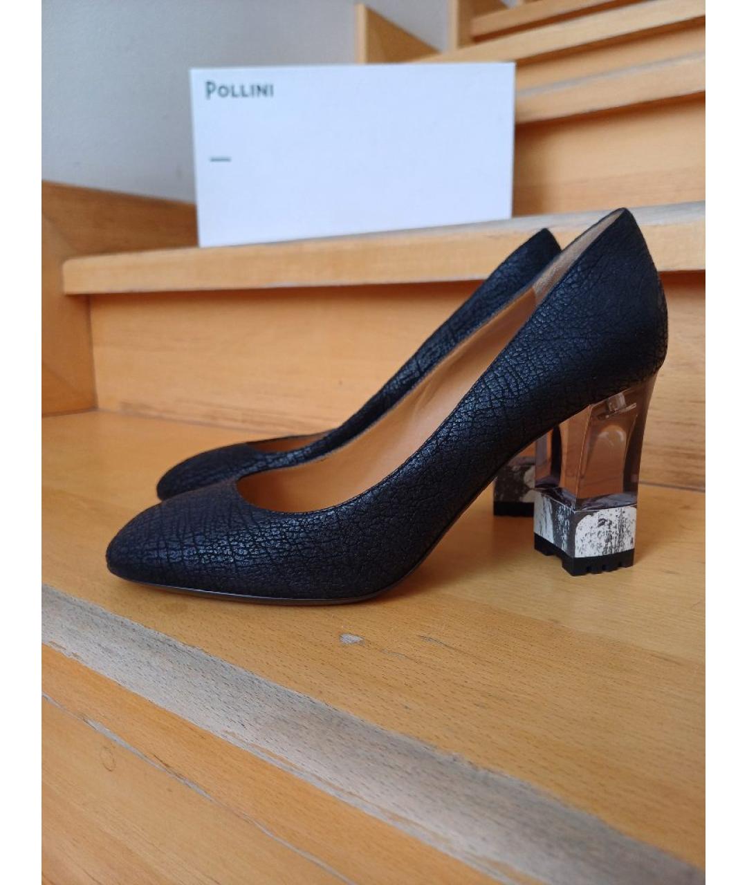POLLINI Черные кожаные туфли, фото 2