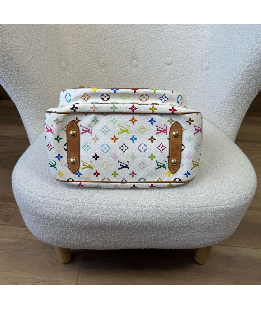 LOUIS VUITTON Белая кожаная сумка с короткими ручками, фото 6