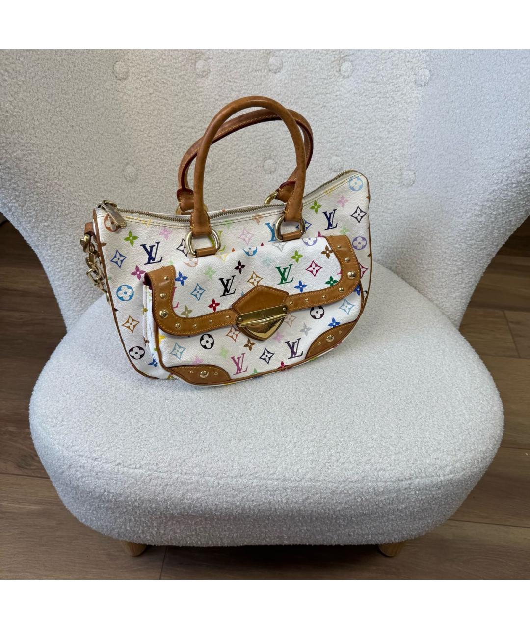 LOUIS VUITTON Белая кожаная сумка с короткими ручками, фото 2