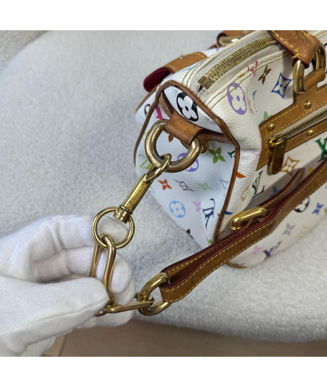 LOUIS VUITTON Белая кожаная сумка с короткими ручками, фото 5