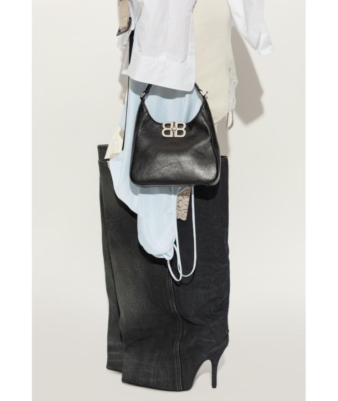 BALENCIAGA Черная кожаная сумка через плечо, фото 2
