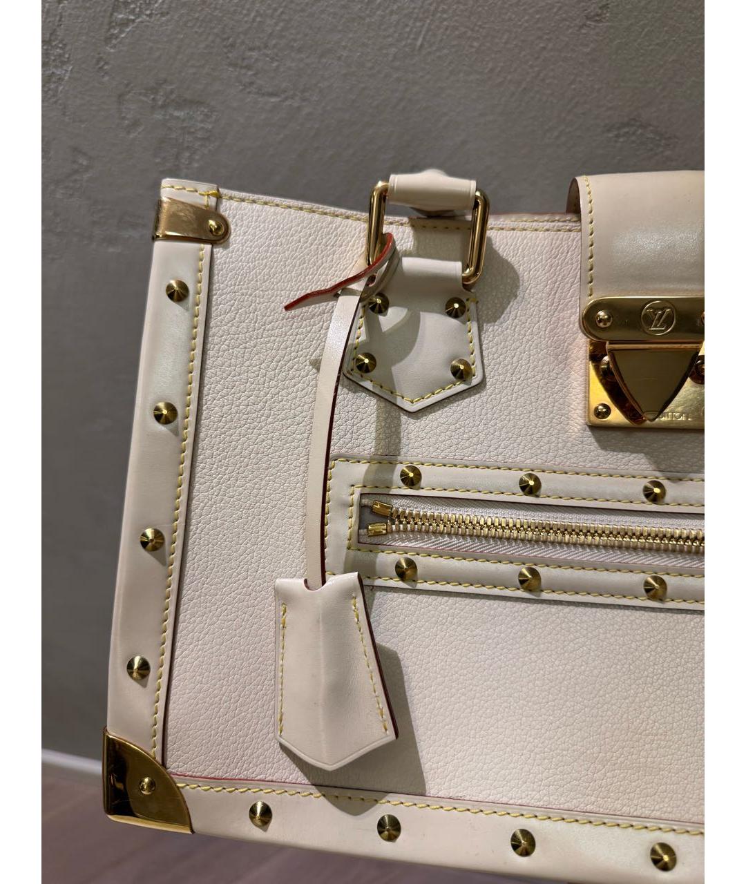 LOUIS VUITTON Белая кожаная сумка тоут, фото 6