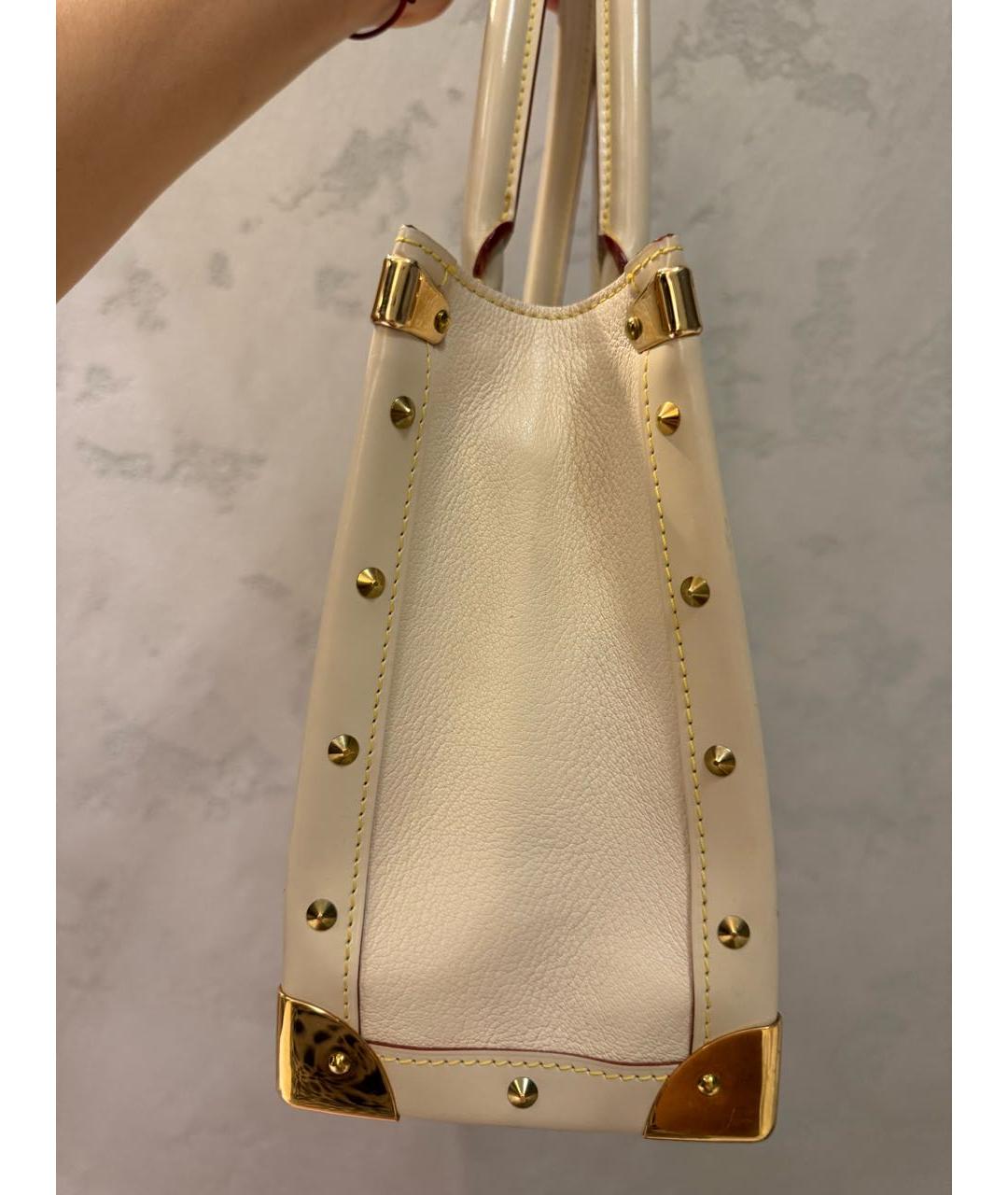 LOUIS VUITTON Белая кожаная сумка тоут, фото 2