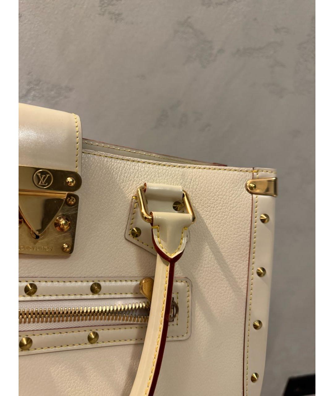 LOUIS VUITTON Белая кожаная сумка тоут, фото 5