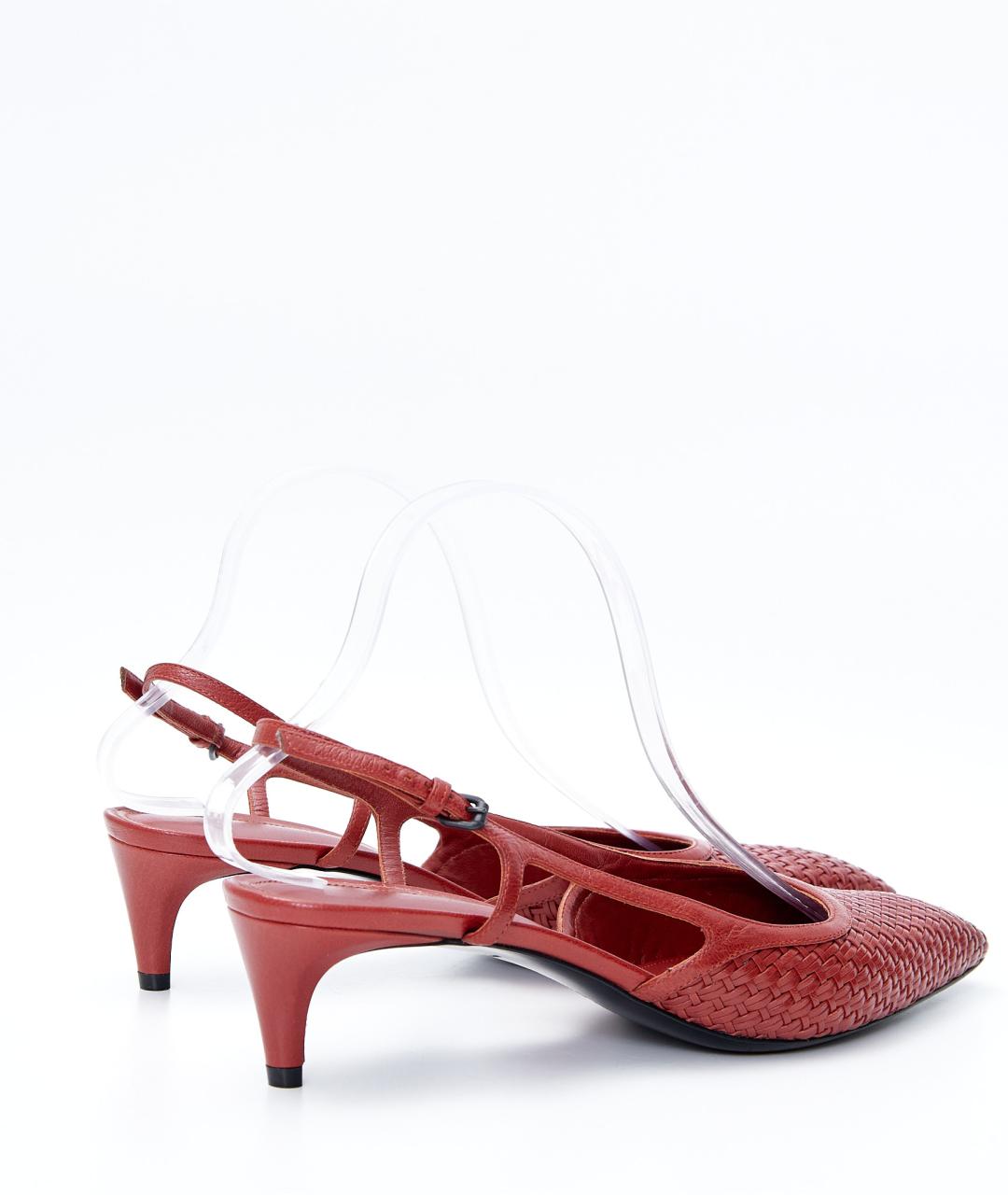BOTTEGA VENETA Оранжевое кожаные лодочки на низком каблуке, фото 3