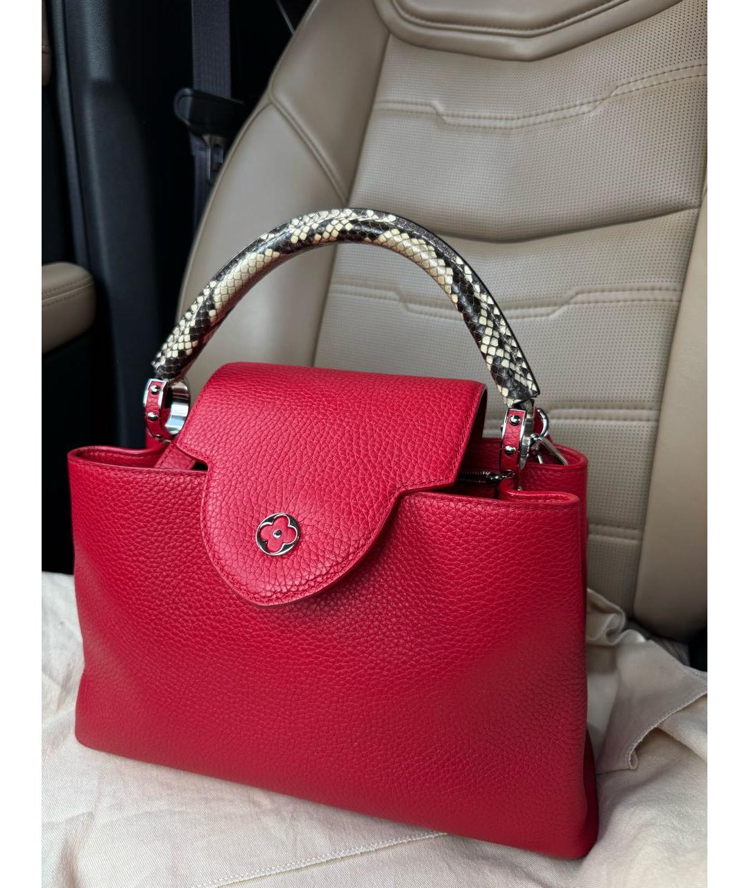 LOUIS VUITTON Красная кожаная сумка с короткими ручками, фото 8