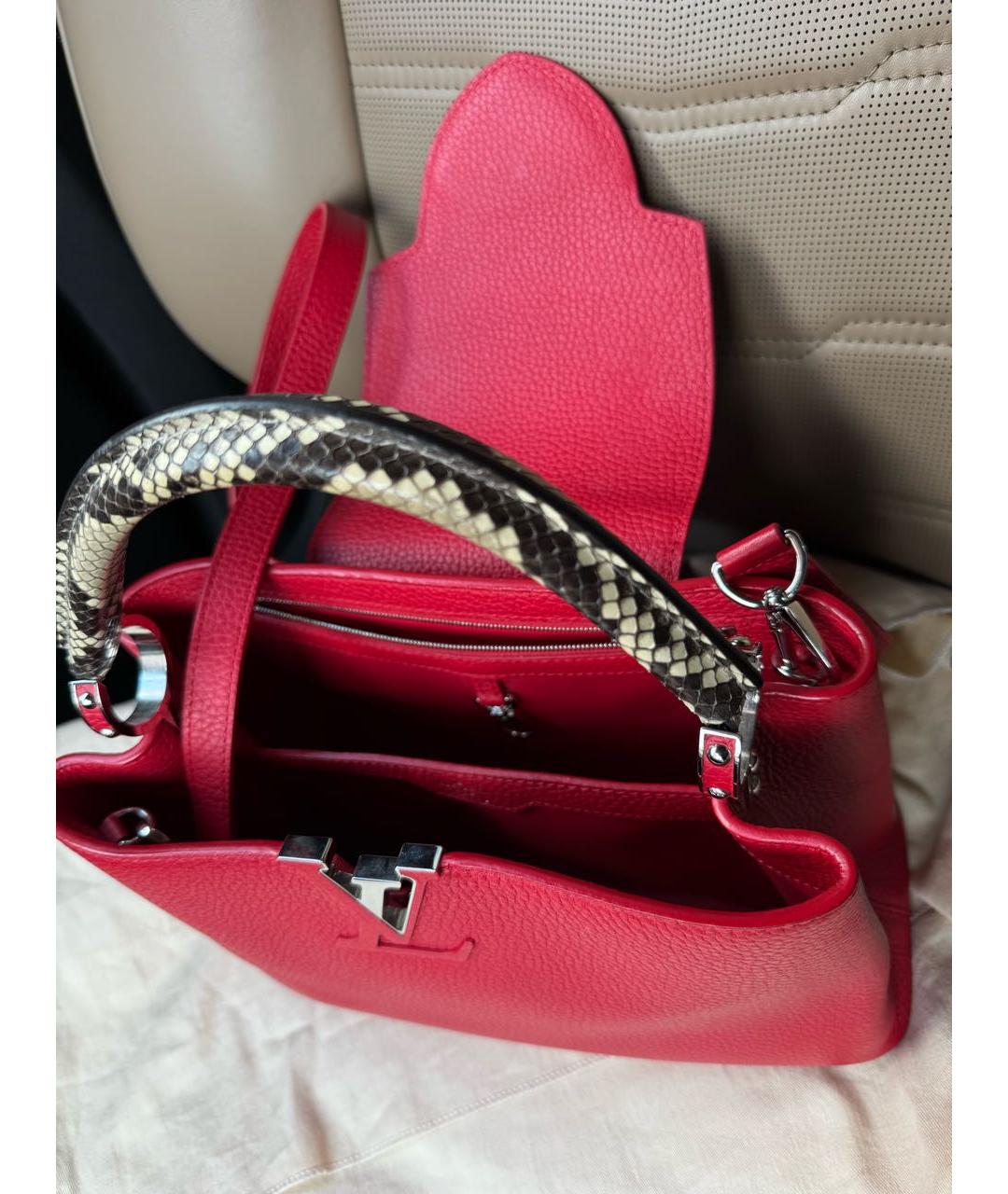 LOUIS VUITTON Красная кожаная сумка с короткими ручками, фото 4