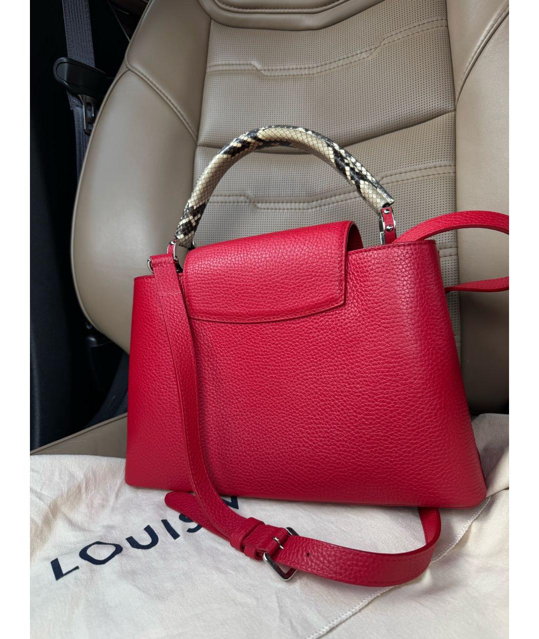 LOUIS VUITTON Красная кожаная сумка с короткими ручками, фото 3