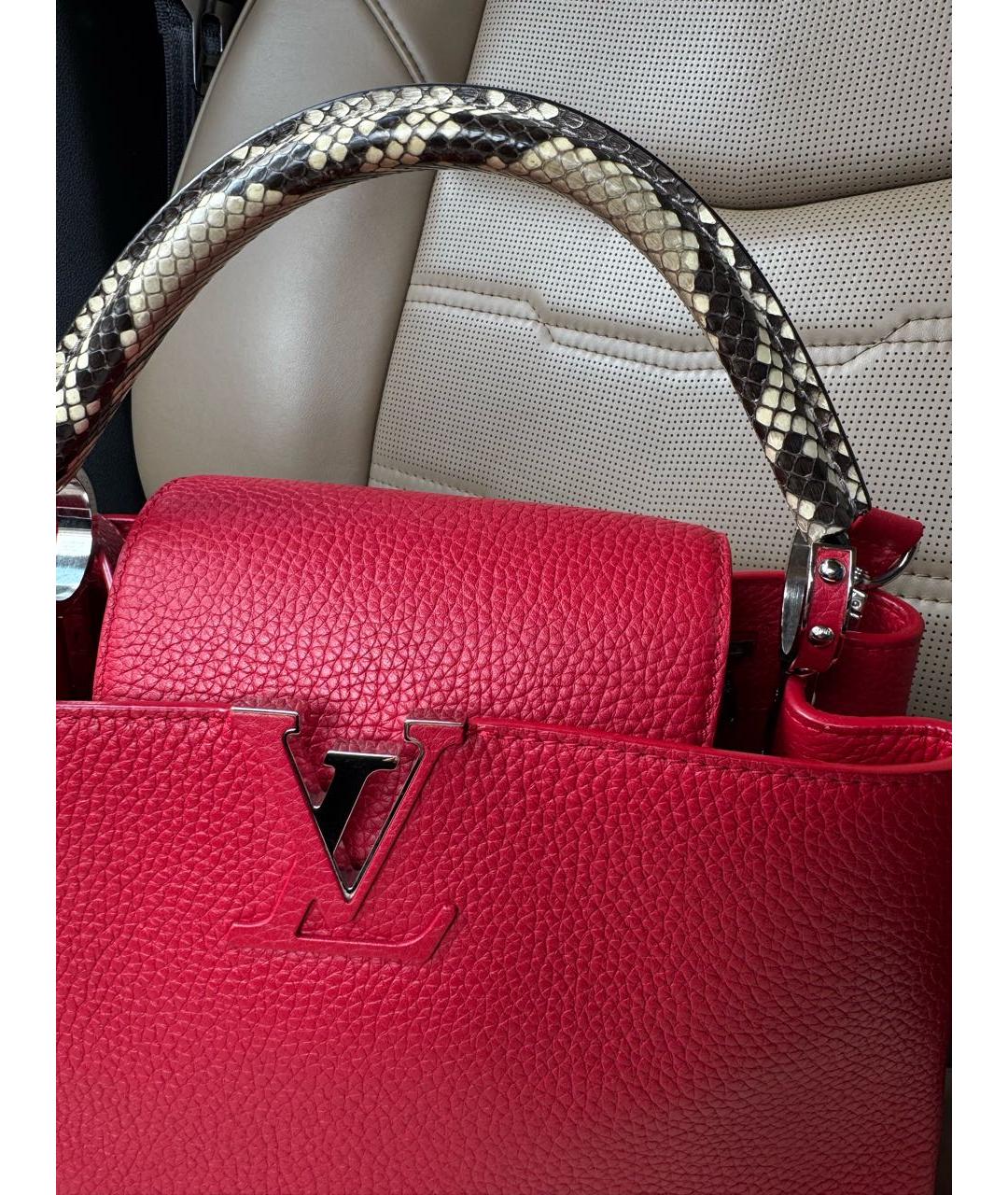 LOUIS VUITTON Красная кожаная сумка с короткими ручками, фото 7