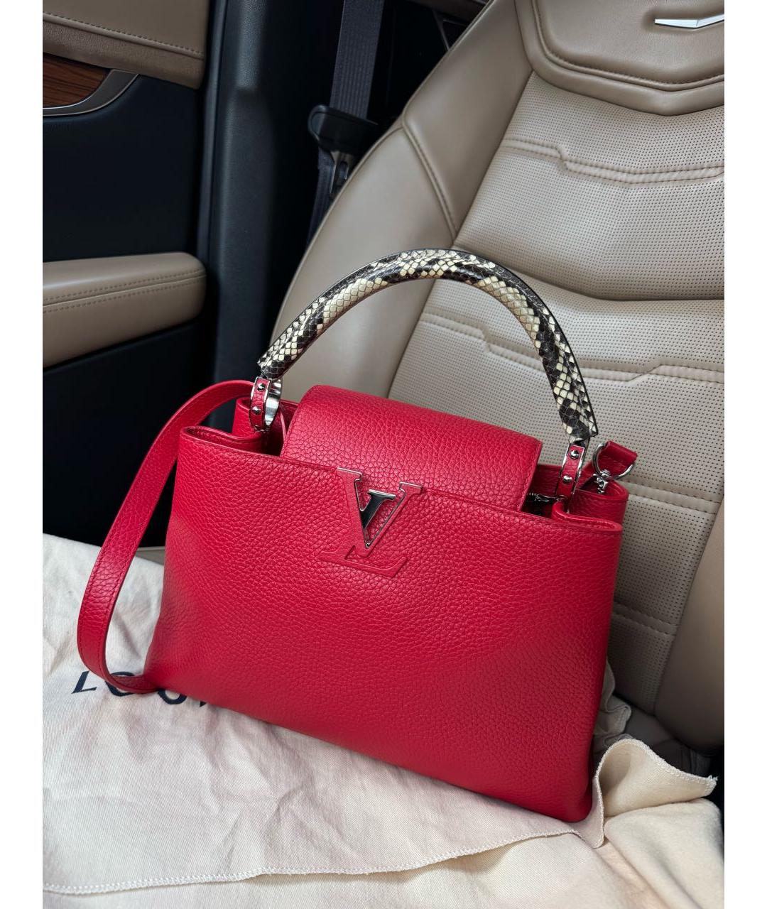 LOUIS VUITTON Красная кожаная сумка с короткими ручками, фото 2