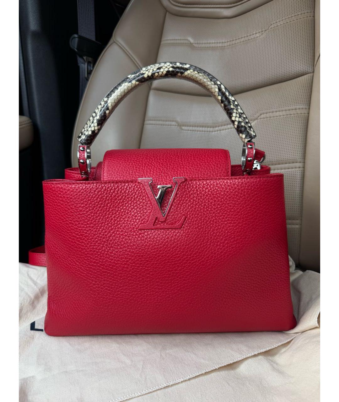 LOUIS VUITTON Красная кожаная сумка с короткими ручками, фото 6