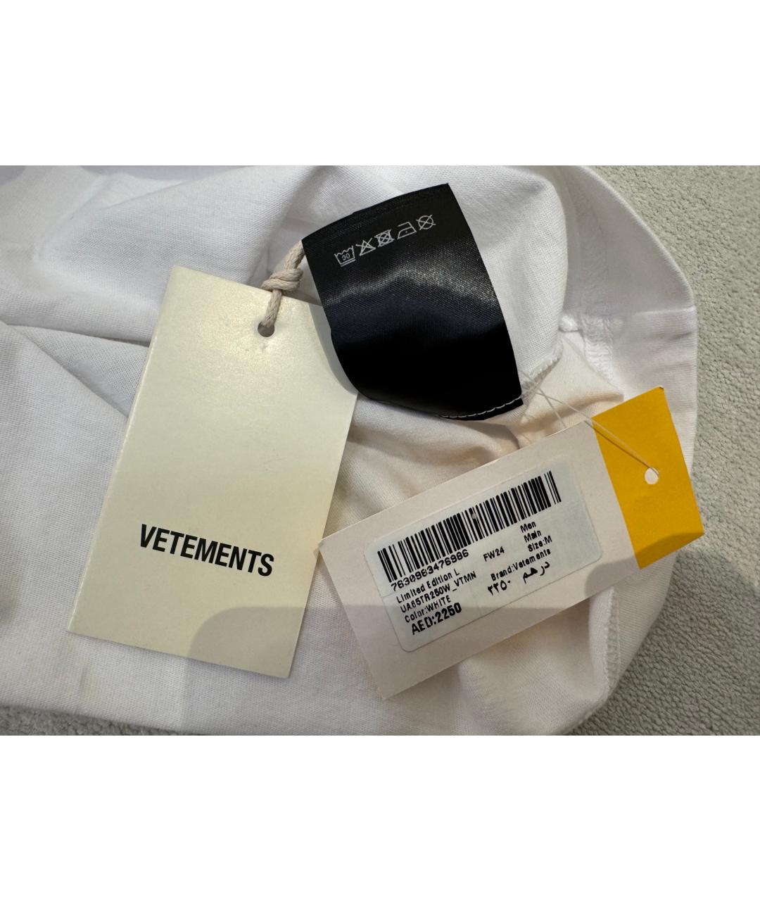 VETEMENTS Белая хлопковая футболка, фото 8