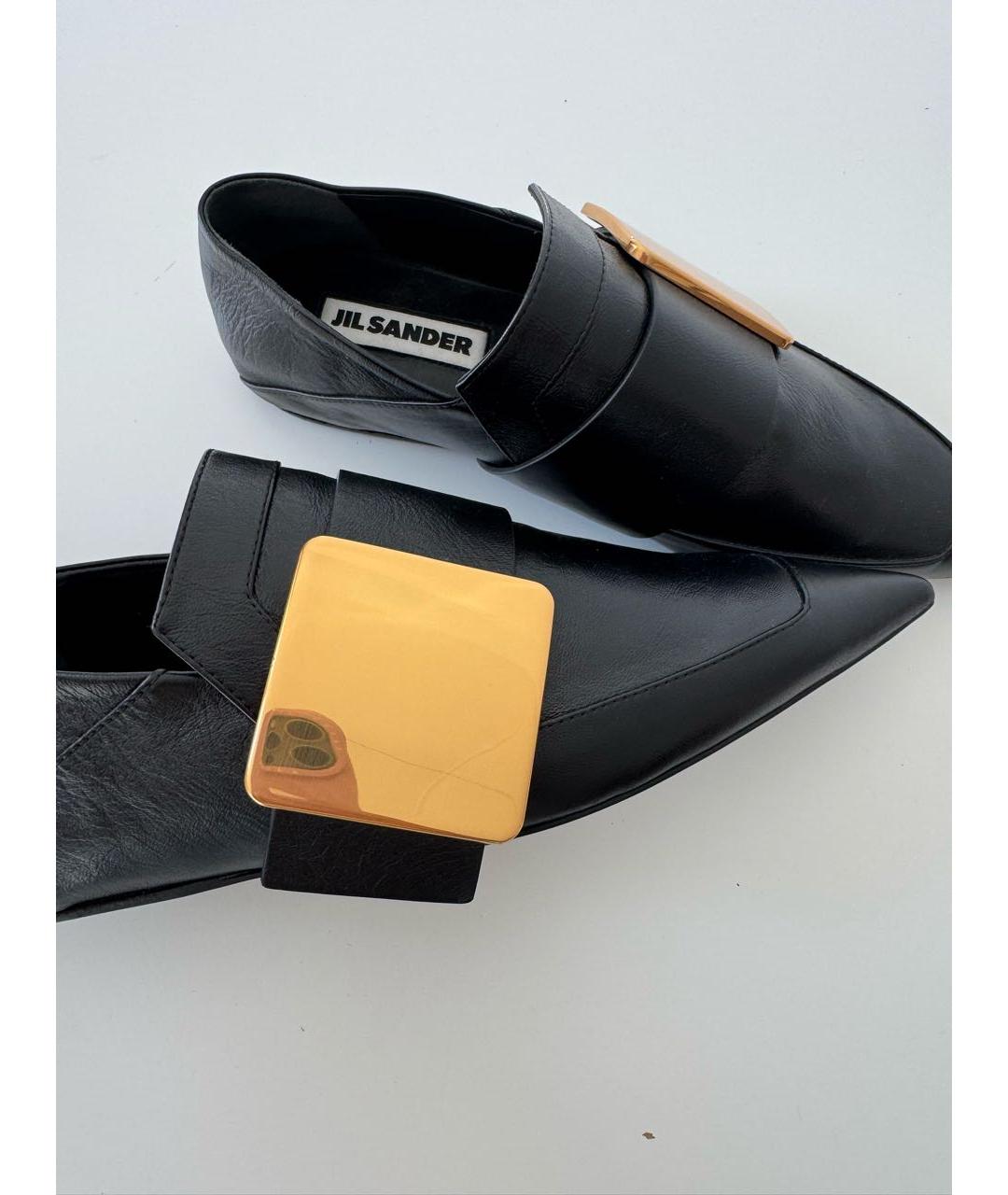 JIL SANDER Черные кожаные лоферы, фото 6