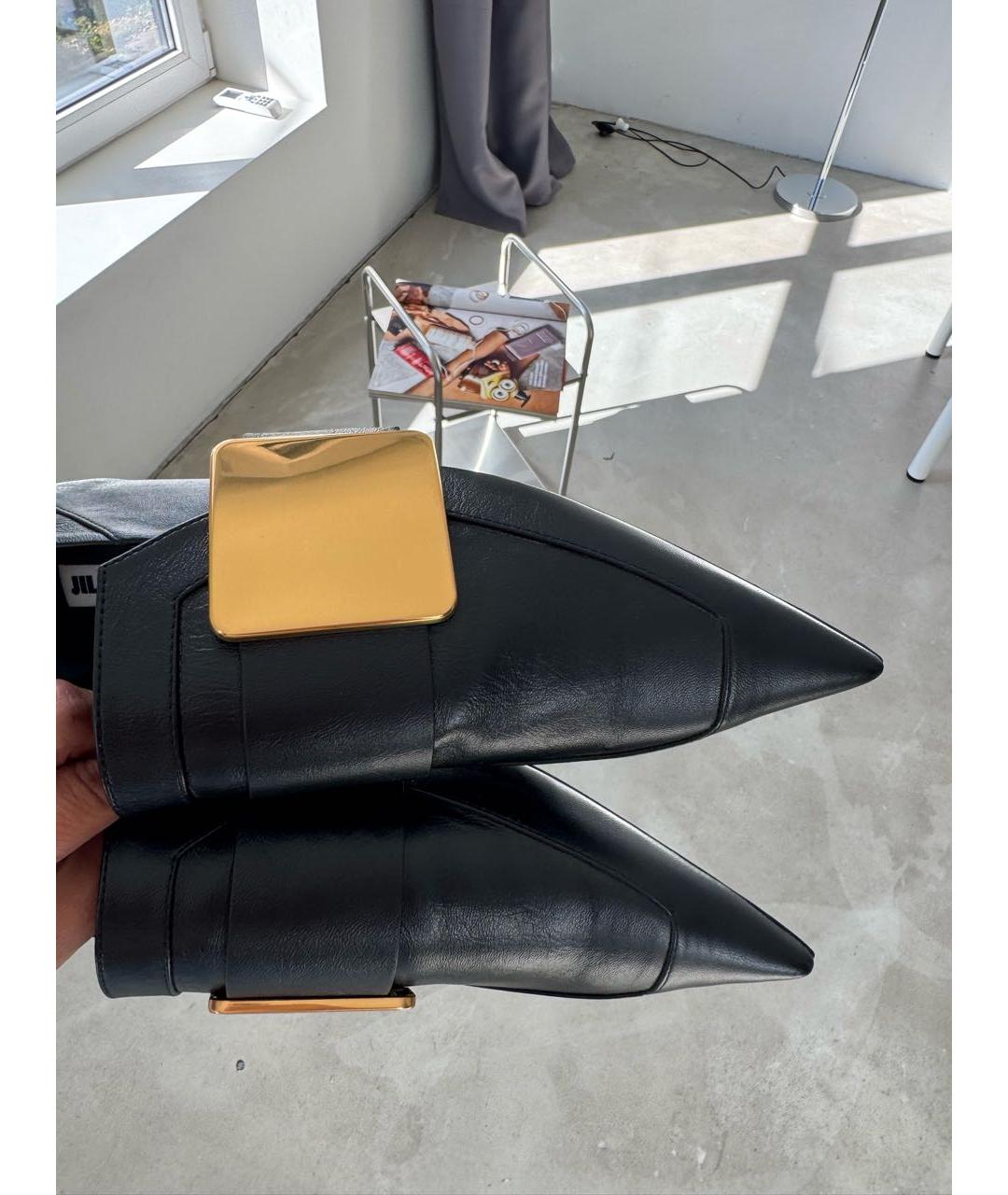 JIL SANDER Черные кожаные лоферы, фото 3
