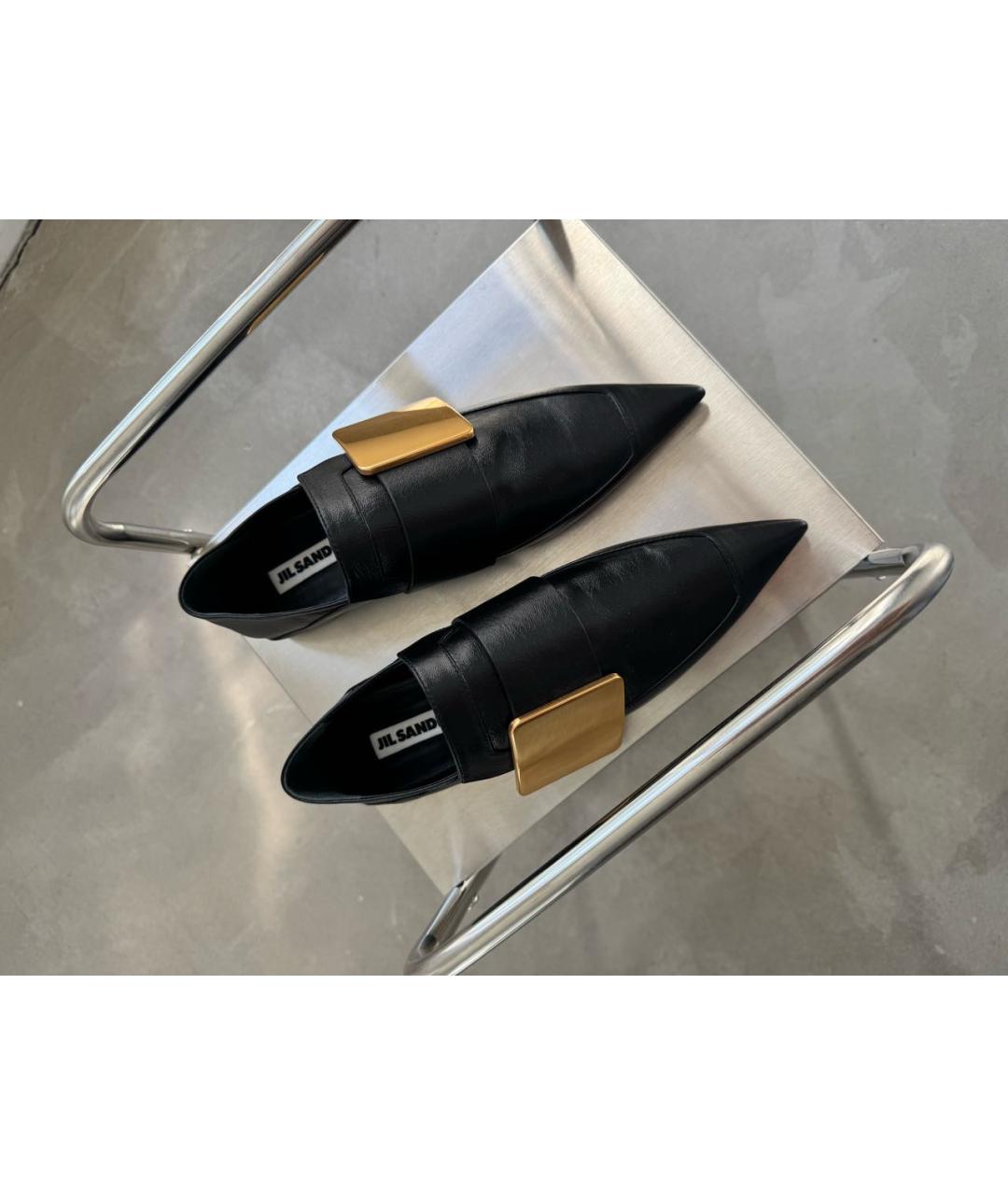 JIL SANDER Черные кожаные лоферы, фото 8