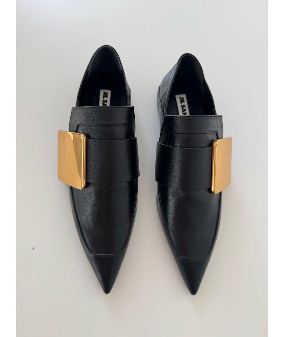 JIL SANDER Черные кожаные лоферы, фото 6