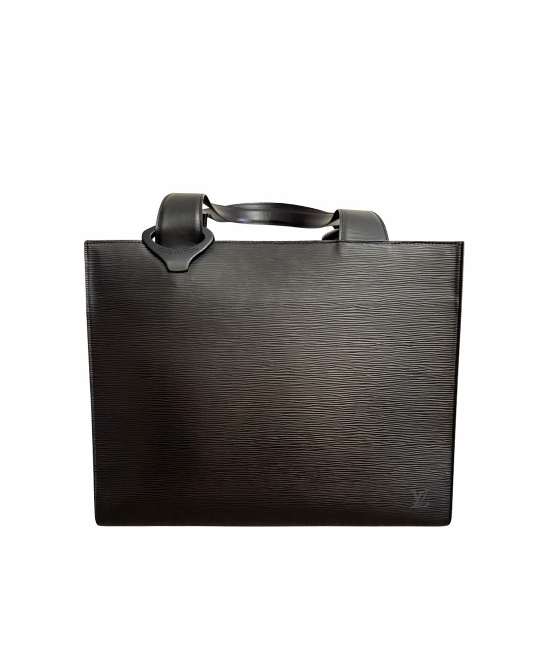 LOUIS VUITTON Черная кожаная сумка с короткими ручками, фото 1