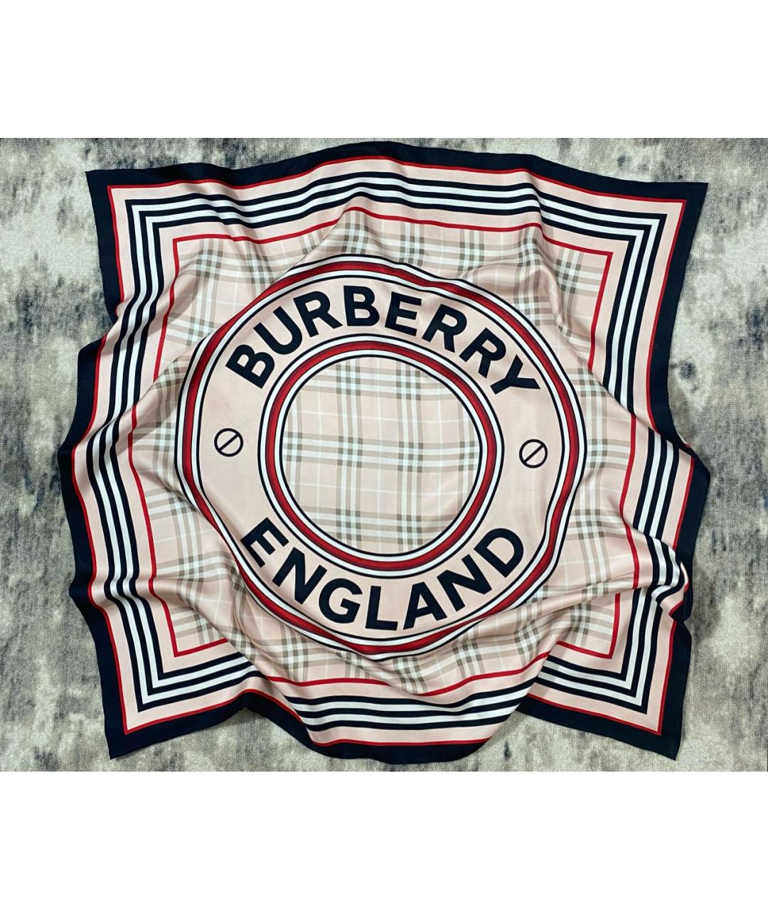 BURBERRY Бежевый шелковый платок, фото 2