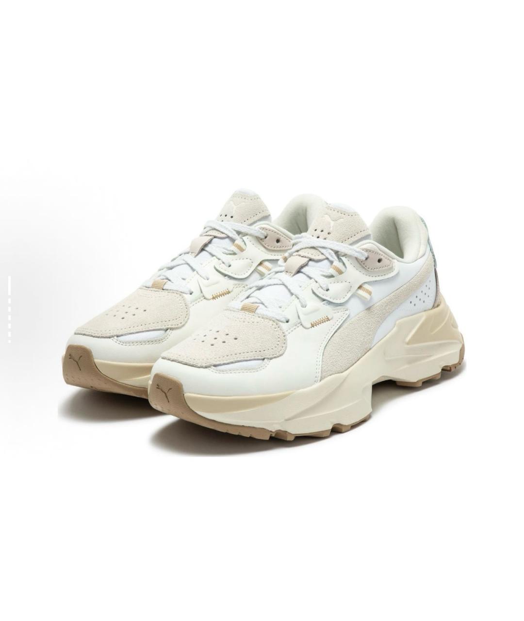 PUMA Бежевые кожаные кроссовки, фото 4