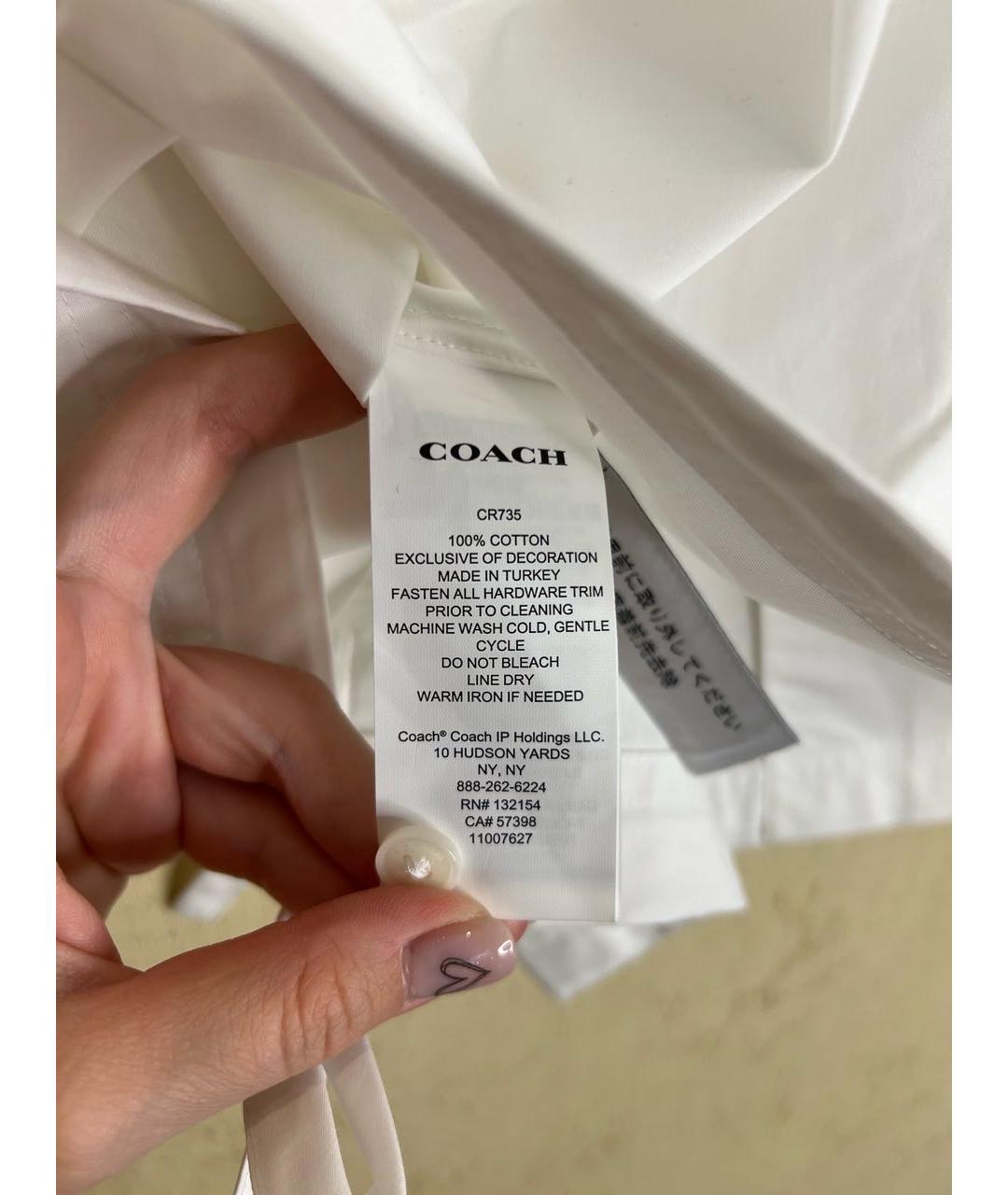 COACH Белая хлопковая рубашка, фото 5