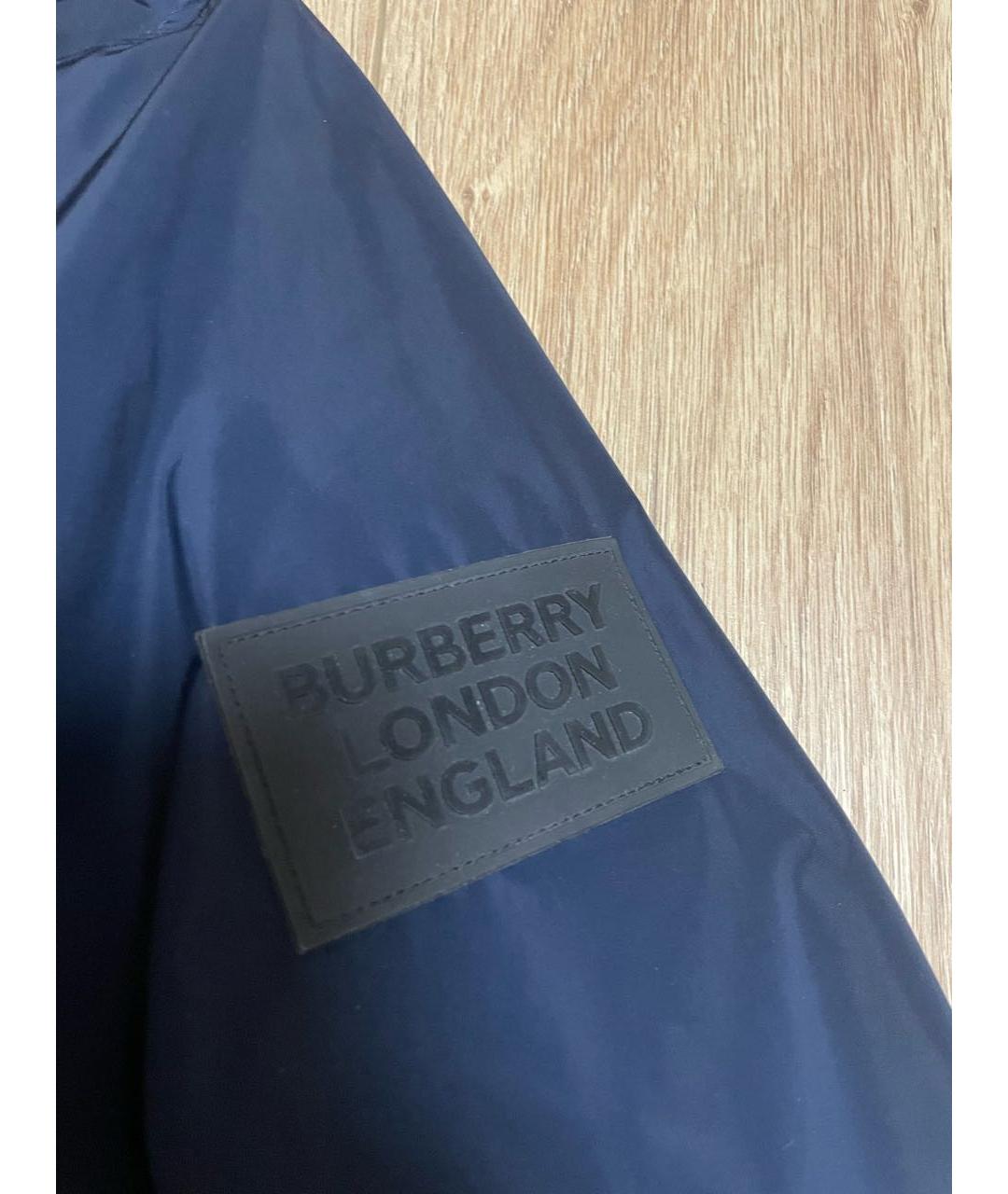 BURBERRY Темно-синяя полиэстеровая куртка, фото 4