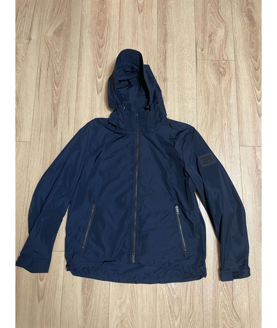 BURBERRY Темно-синяя полиэстеровая куртка, фото 2