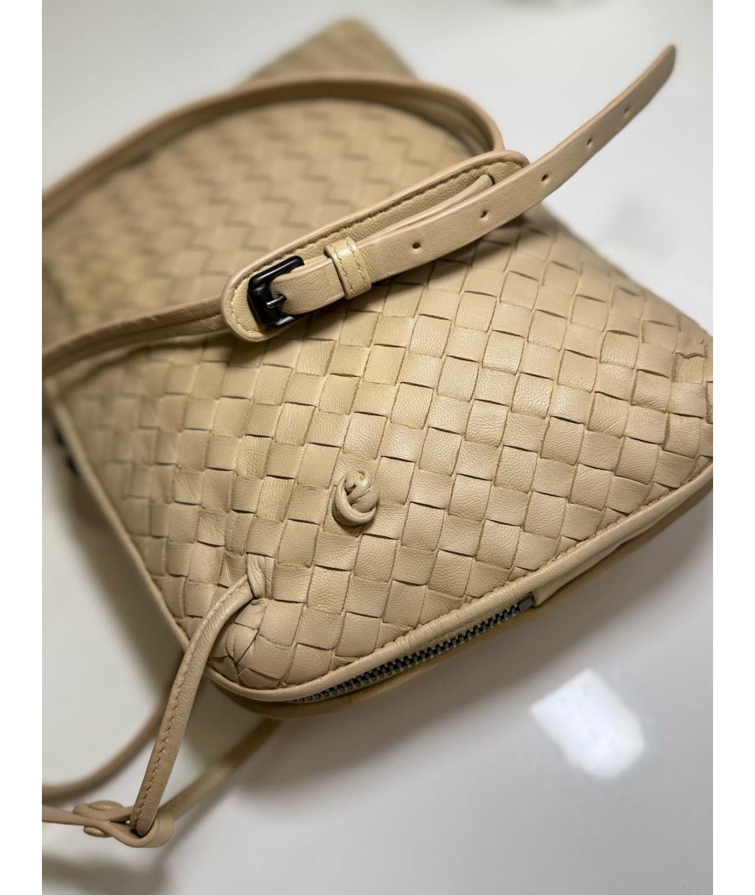 BOTTEGA VENETA Бежевая кожаная сумка через плечо, фото 7
