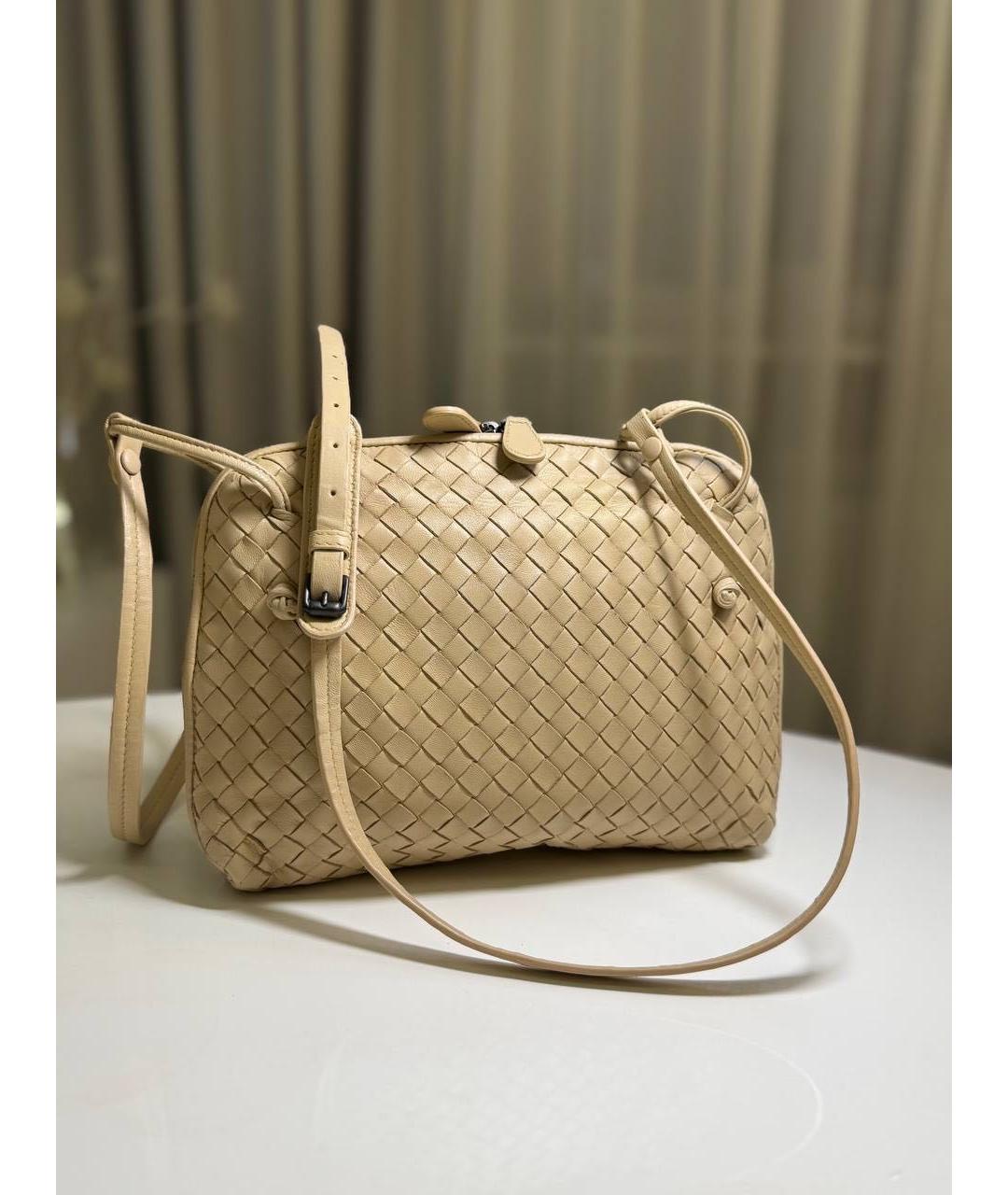 BOTTEGA VENETA Бежевая кожаная сумка через плечо, фото 9