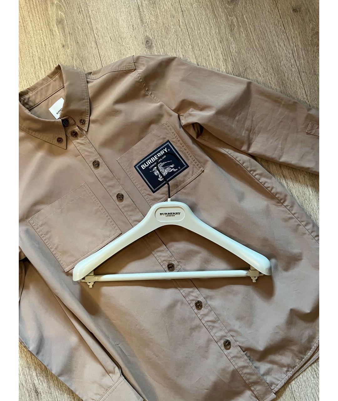 BURBERRY Бежевая хлопковая рубашка, фото 8