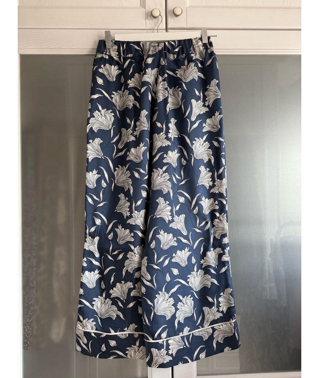 WEEKEND MAX MARA Темно-синий шелковый костюм с брюками, фото 4