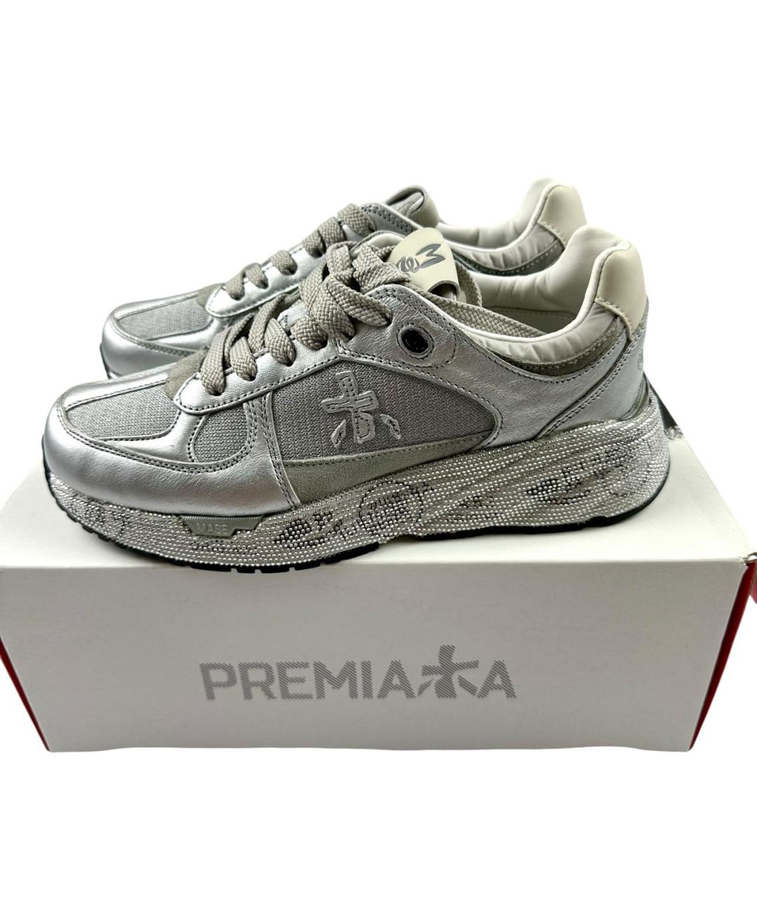 PREMIATA Серебряные кожаные кроссовки, фото 7