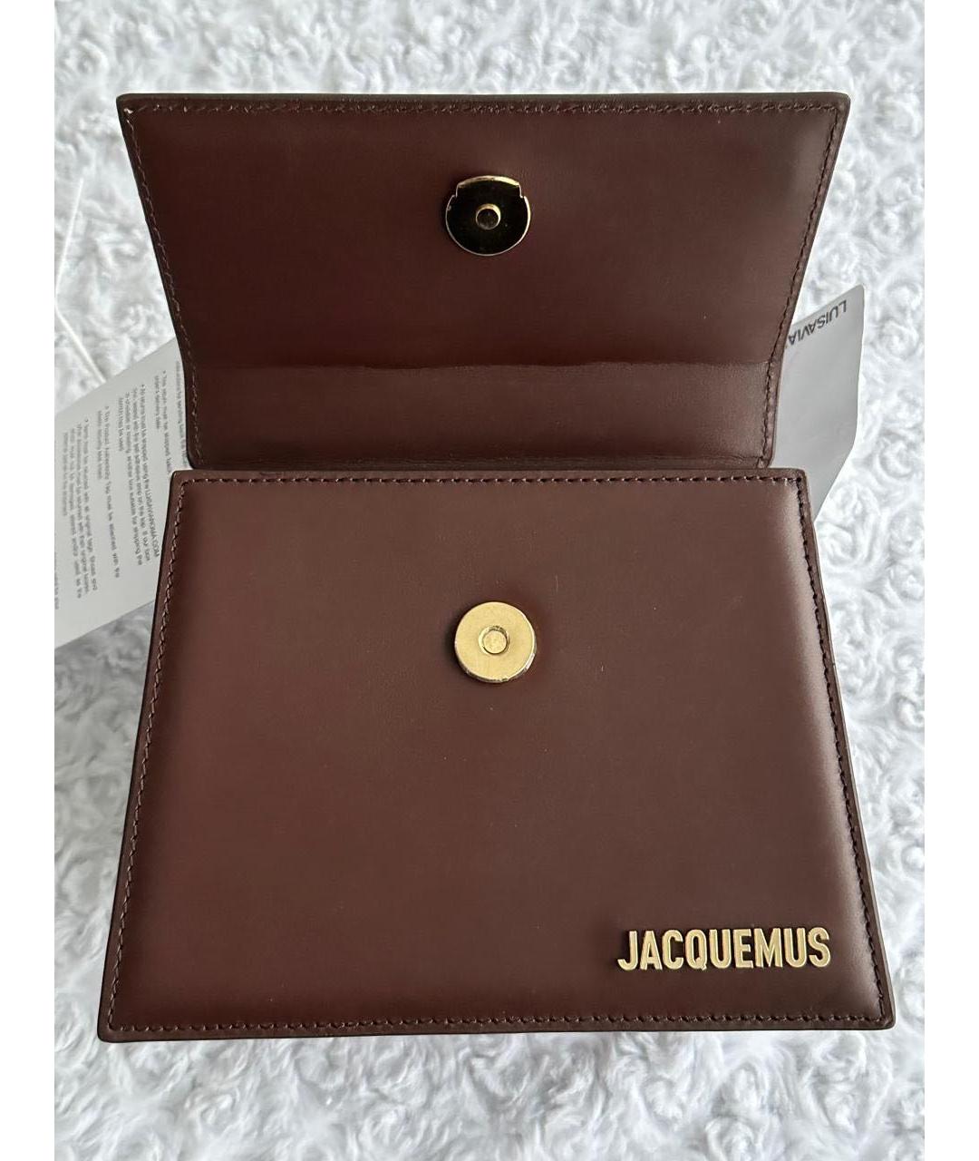 JACQUEMUS Коричневая кожаная сумка с короткими ручками, фото 3