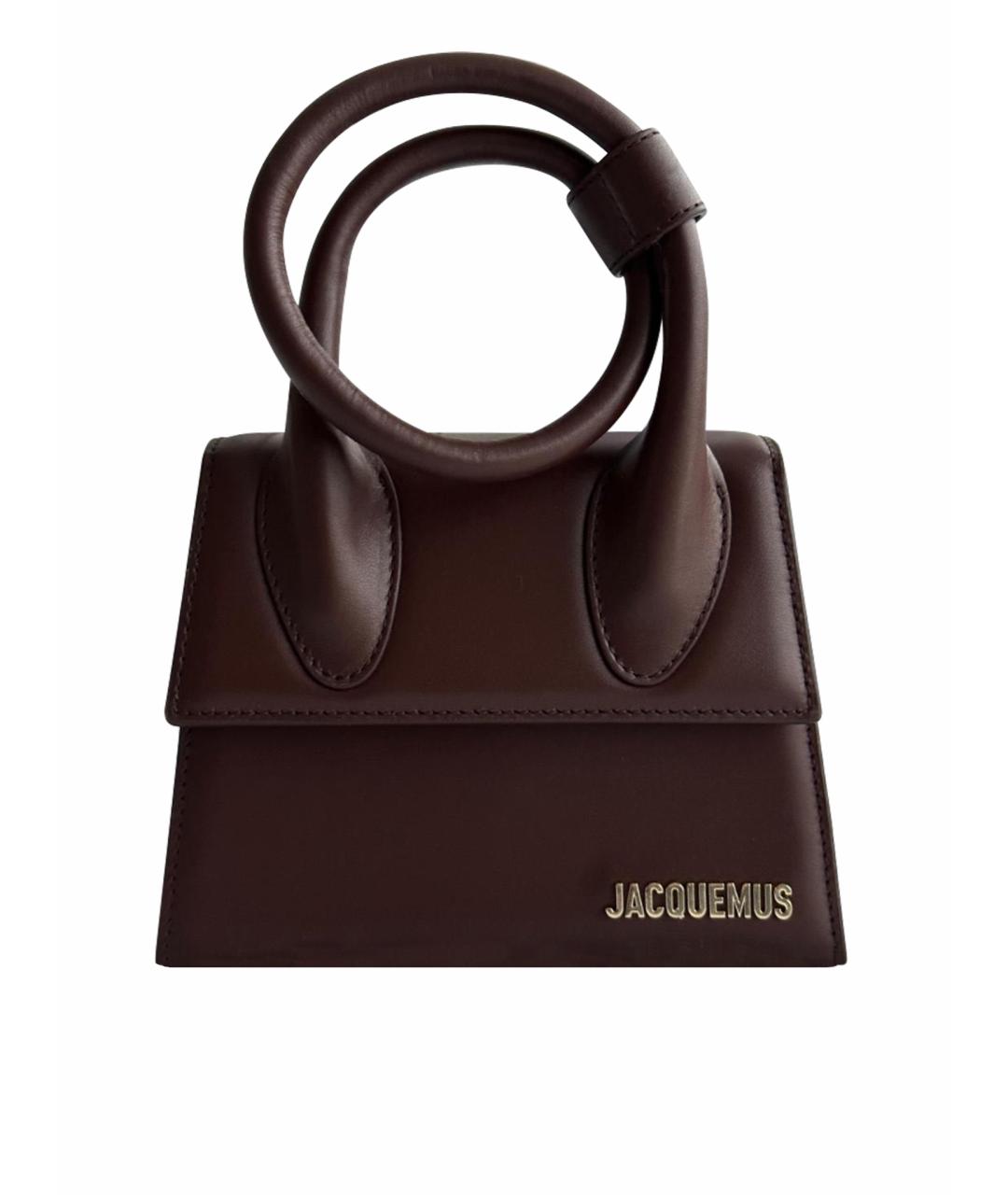 JACQUEMUS Коричневая кожаная сумка с короткими ручками, фото 1