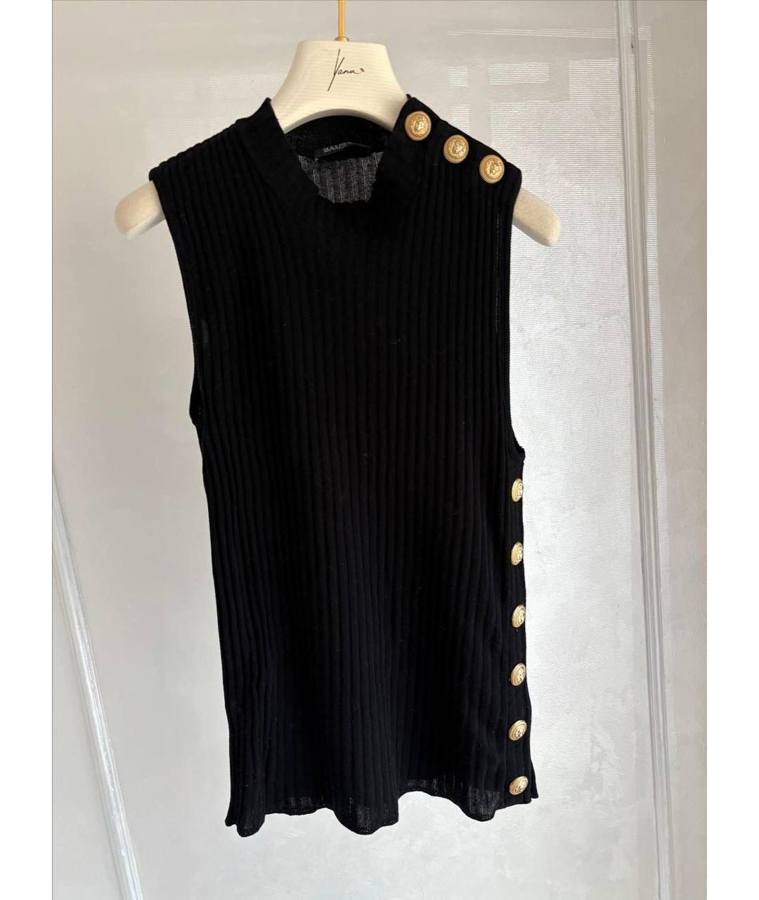 BALMAIN Черная хлопковая майка, фото 8