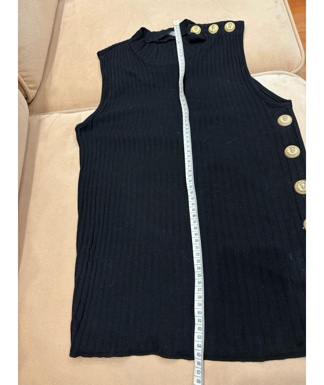 BALMAIN Черная хлопковая майка, фото 2