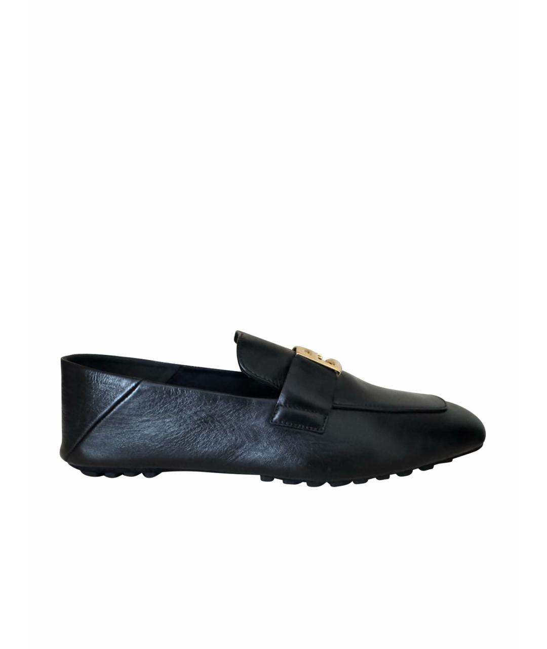 FENDI Черные кожаные мокасины, фото 1