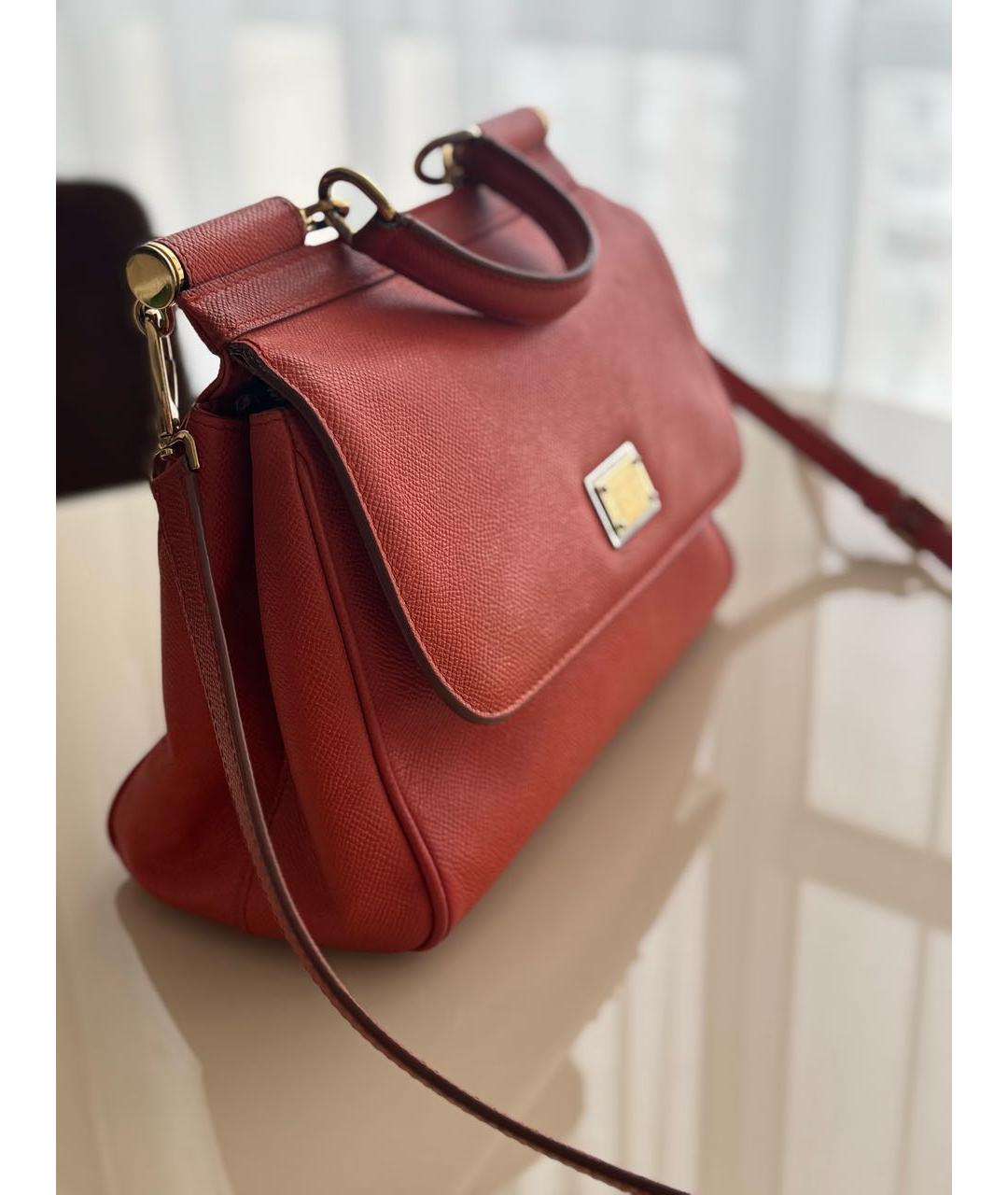 DOLCE&GABBANA Оранжевая кожаная сумка с короткими ручками, фото 2