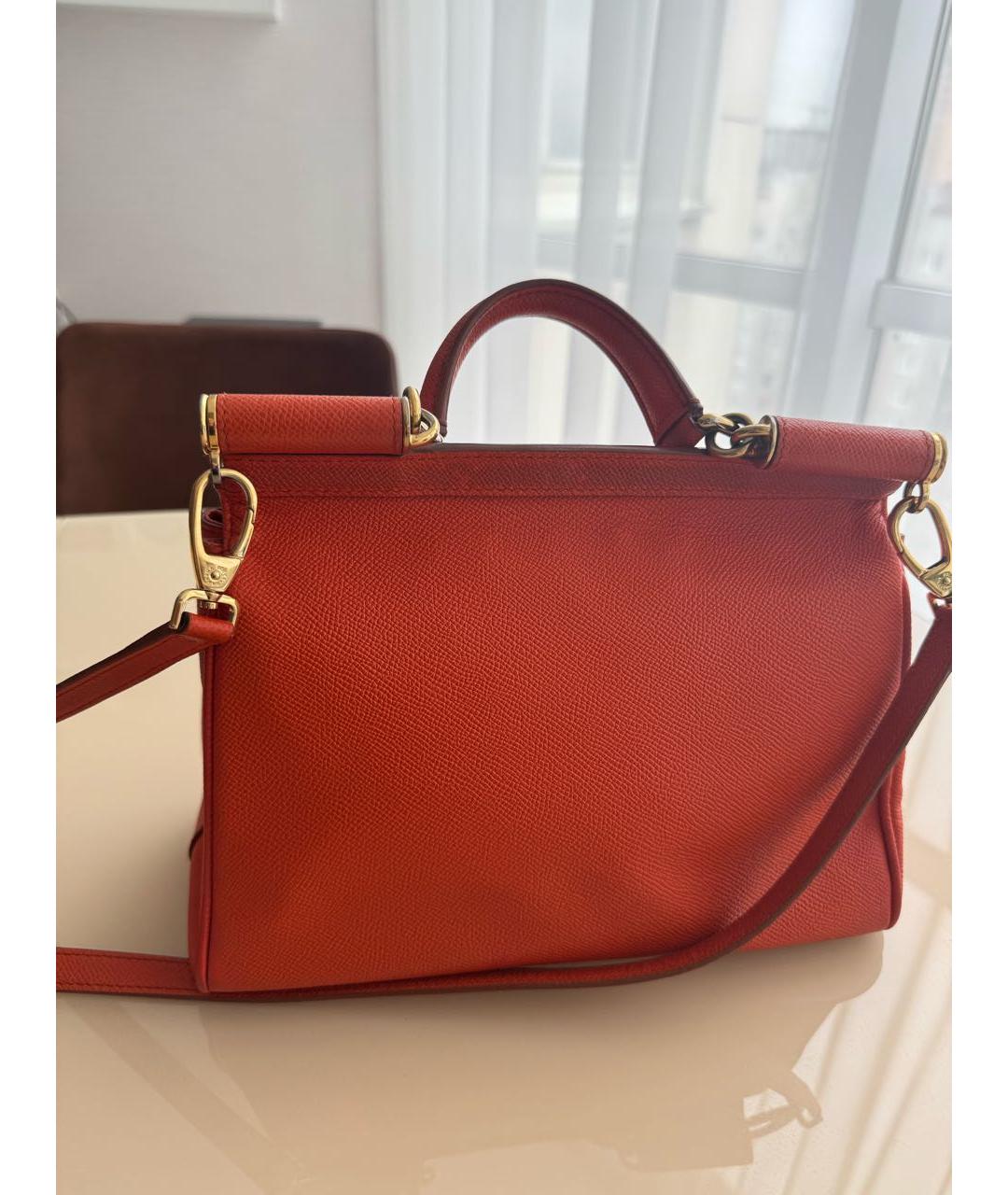 DOLCE&GABBANA Оранжевая кожаная сумка с короткими ручками, фото 3