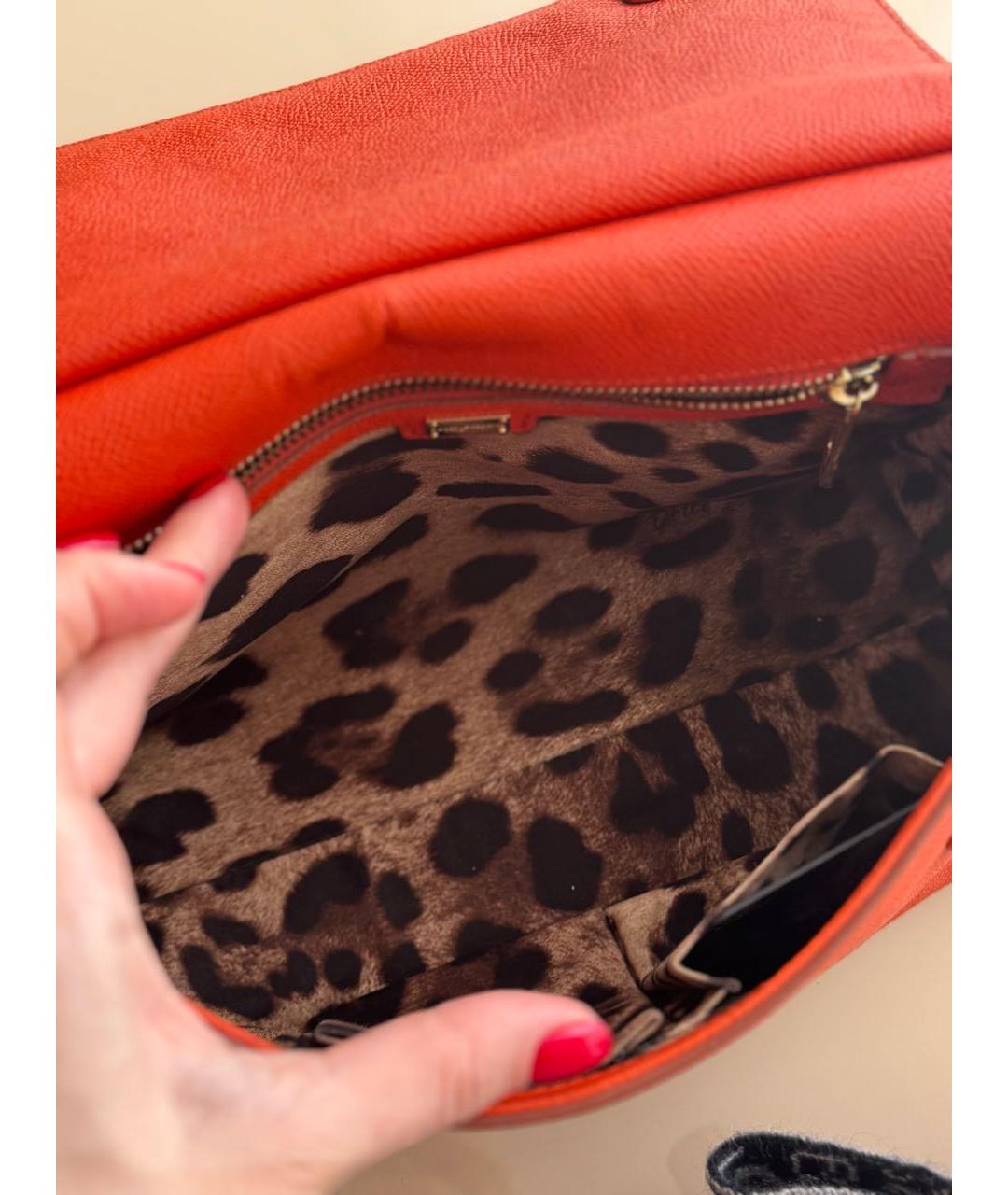 DOLCE&GABBANA Оранжевая кожаная сумка с короткими ручками, фото 4