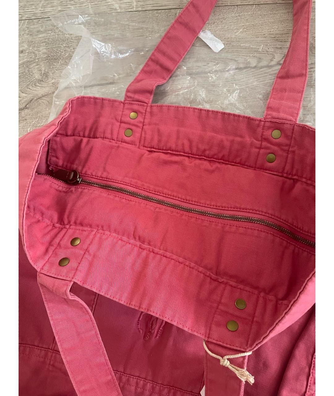 POLO RALPH LAUREN Красная хлопковая пляжная сумка, фото 4