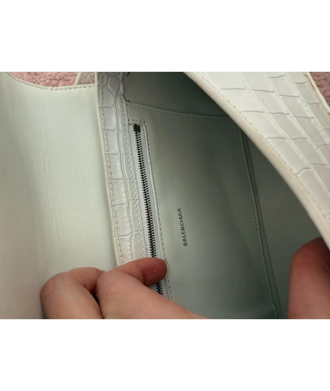 BALENCIAGA Белая кожаная сумка с короткими ручками, фото 4