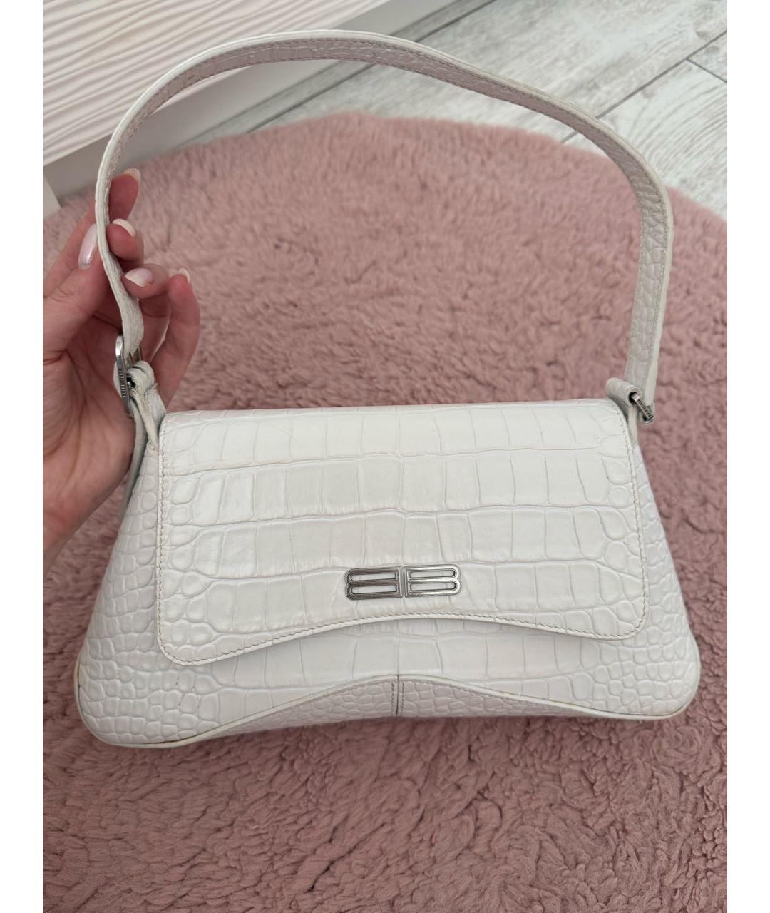 BALENCIAGA Белая кожаная сумка с короткими ручками, фото 9