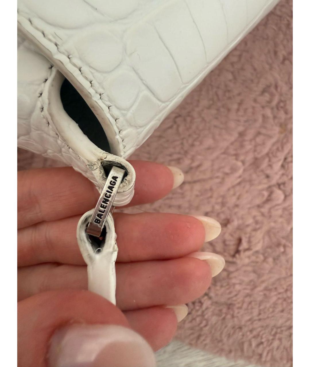 BALENCIAGA Белая кожаная сумка с короткими ручками, фото 8