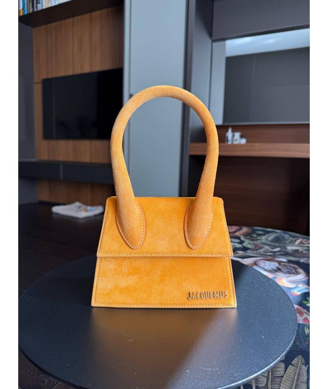 JACQUEMUS Оранжевая замшевая сумка через плечо, фото 9