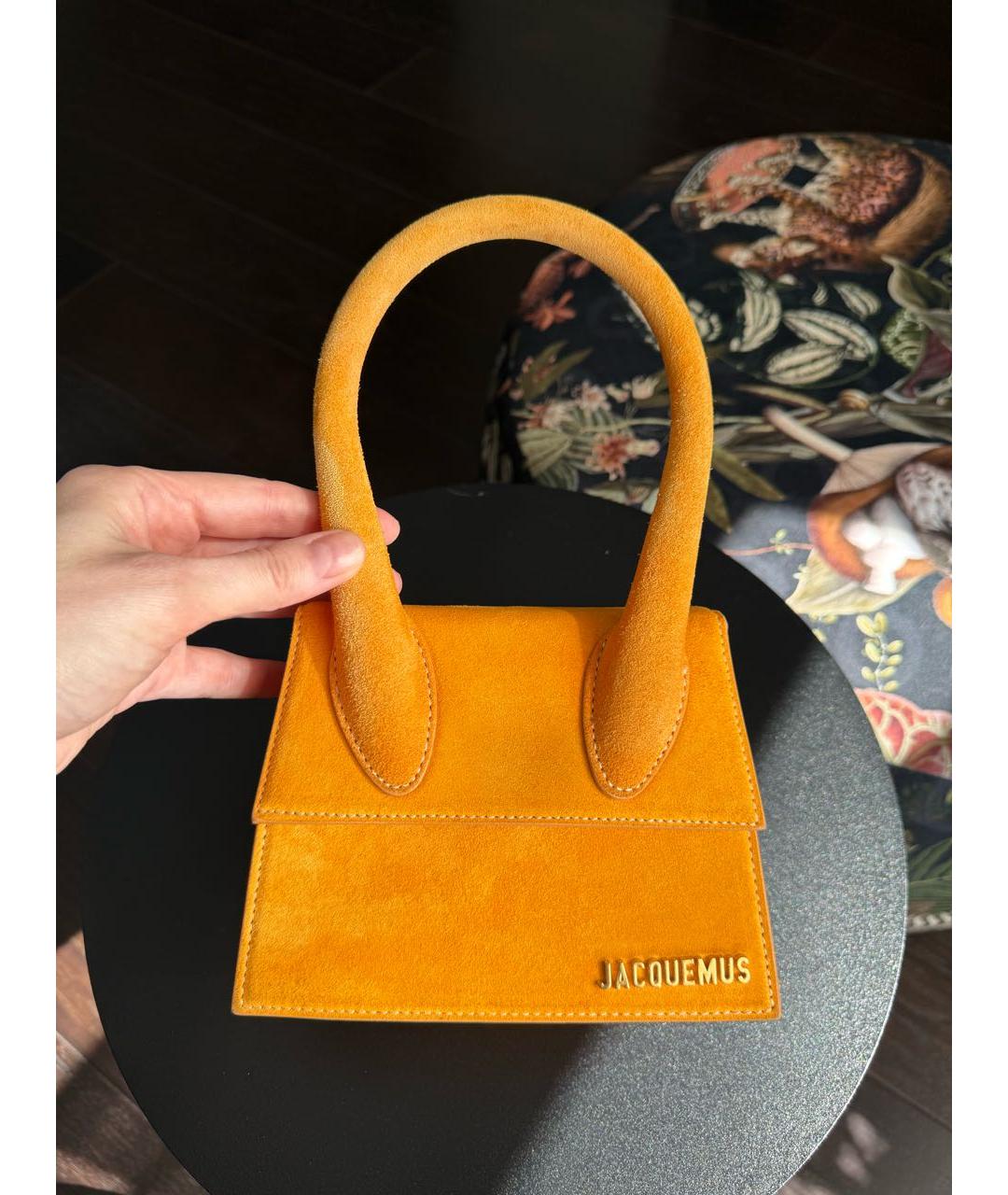 JACQUEMUS Оранжевая замшевая сумка через плечо, фото 2