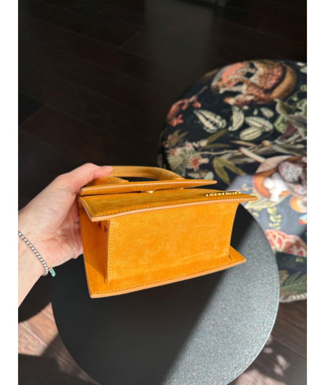 JACQUEMUS Оранжевая замшевая сумка через плечо, фото 5