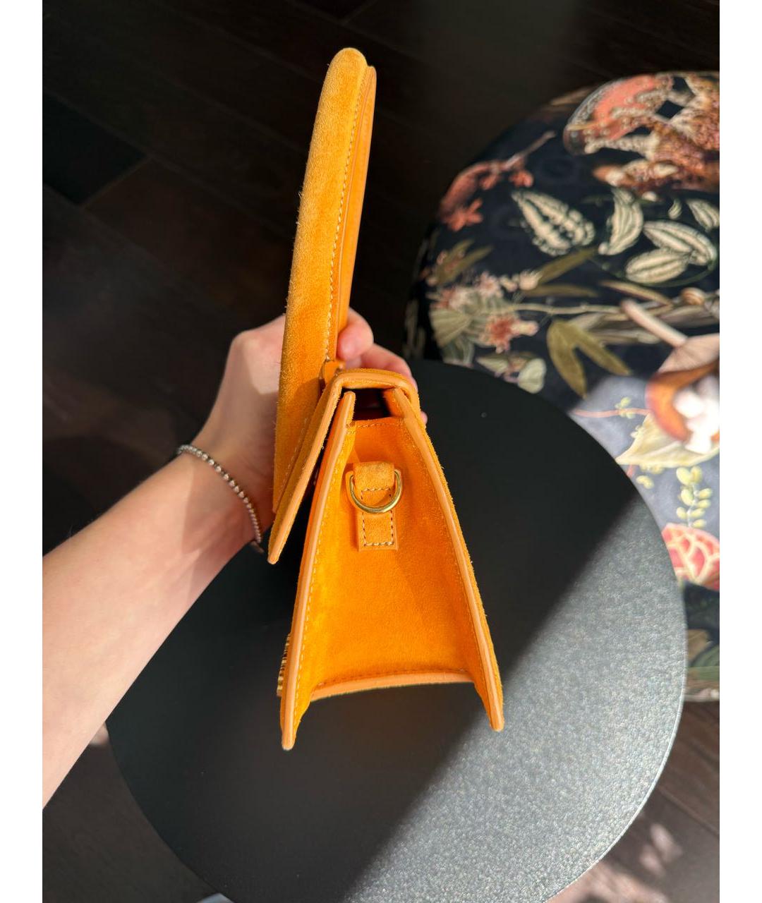 JACQUEMUS Оранжевая замшевая сумка через плечо, фото 3