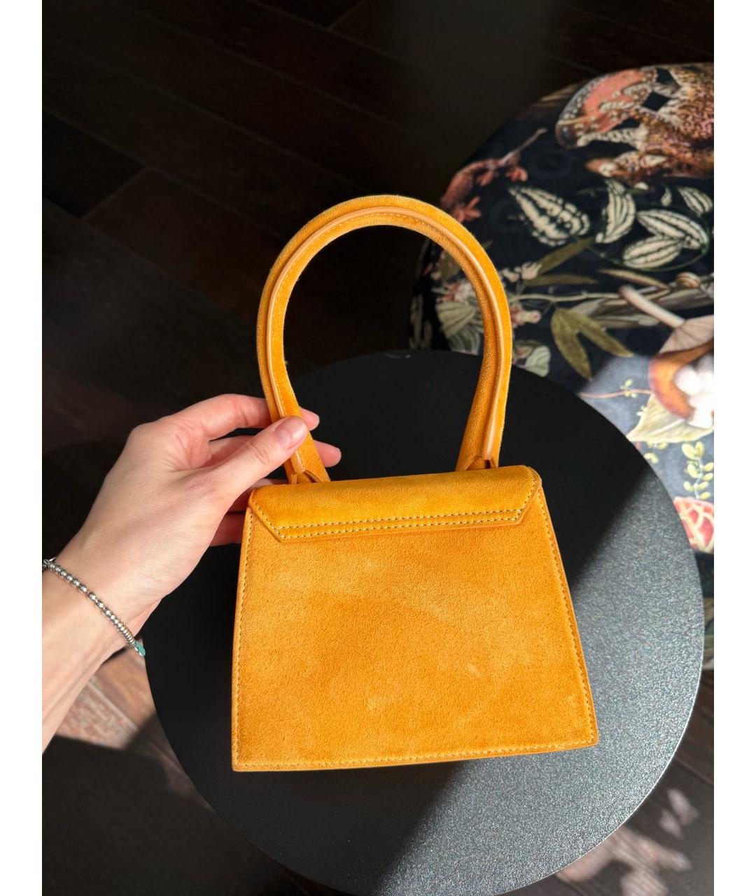 JACQUEMUS Оранжевая замшевая сумка через плечо, фото 6