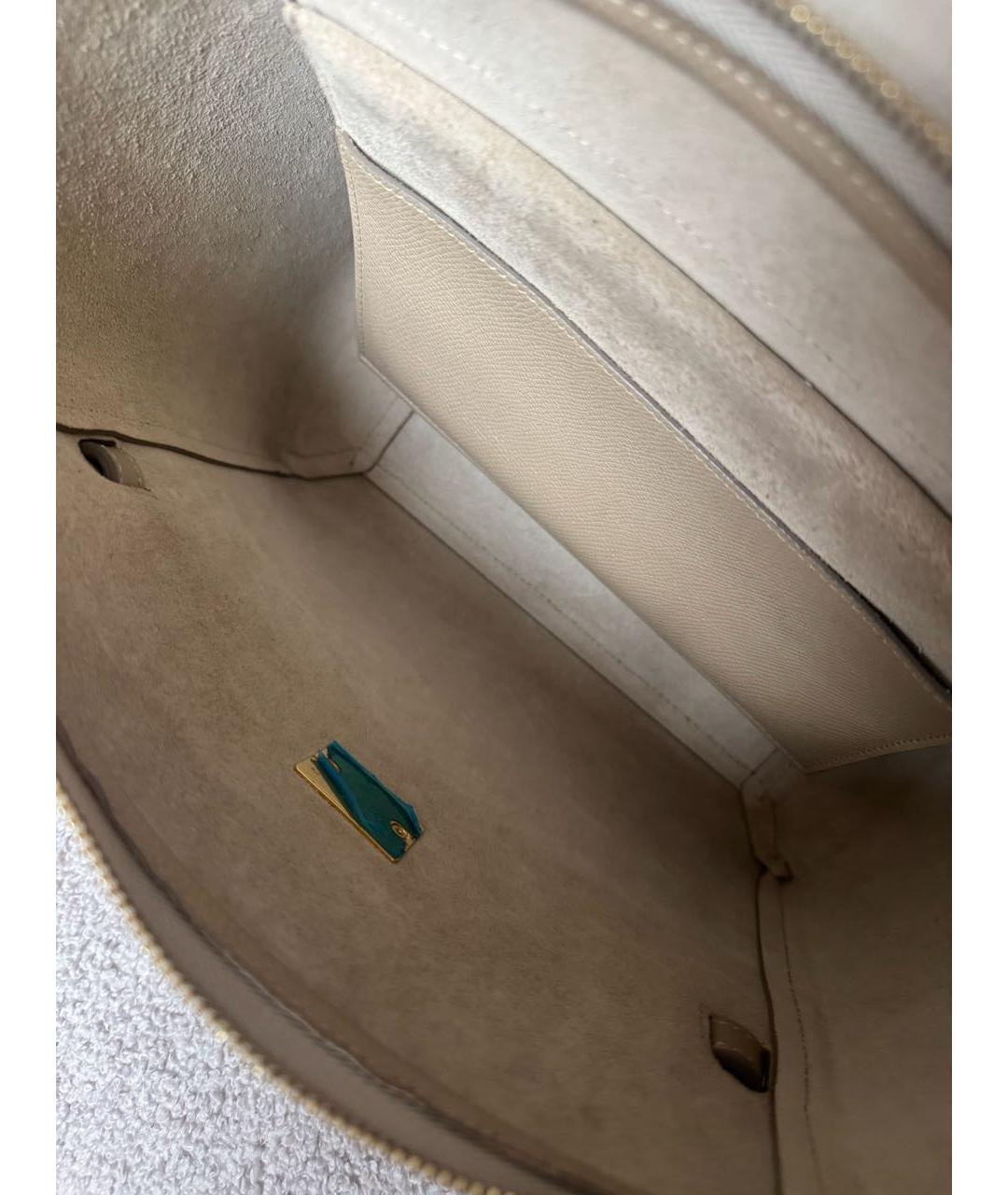 CELINE Бежевая кожаная сумка тоут, фото 8